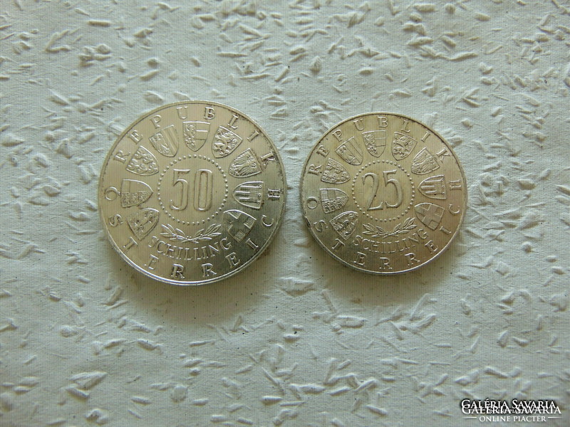 Austria silver 50 schillings 1963 - 25 schillings 1957