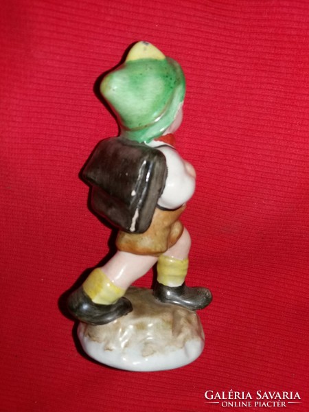 Old Bodrogkeresztúr hummel type boy figure with school bag 12 x 4 cm according to pictures