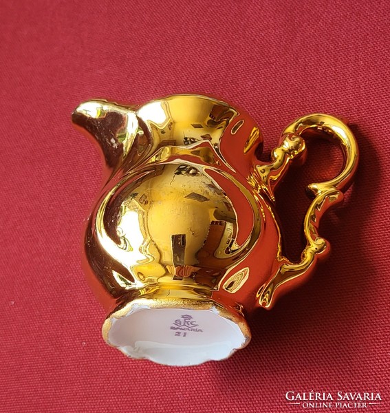 GKC Bavaria német porcelán dúsan aranyozott tej tejszín kiöntő arany karácsonyi dekoráció