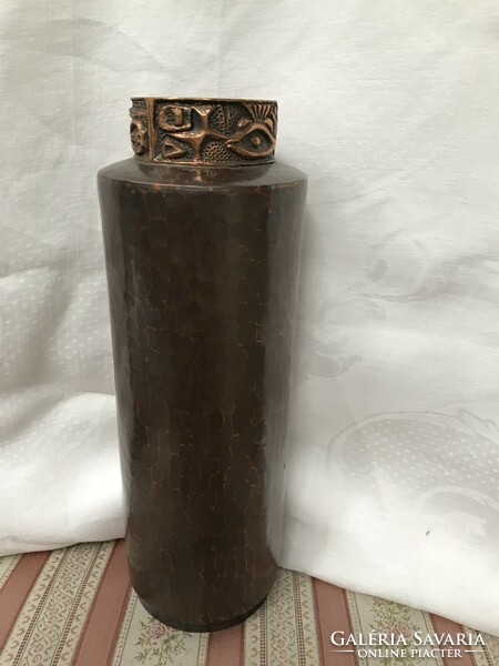 Retro !! Industrial lignifer is also. Hammered copper vase