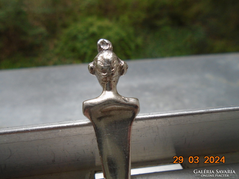 Figurális szecessziós hölggyel lap ezüsttel bevont fagyis kiskanál