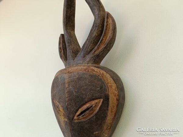 Antique African antelope mask Kwele ethnic group grain African mask 589 drum 58 8647