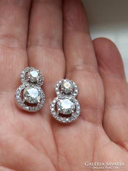 4.15Ct vvs1 h genuine round double stone moissanite diamond 925 sterling silver earrings