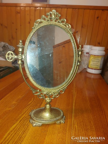 Decorative copper table mirror, 39 cm high