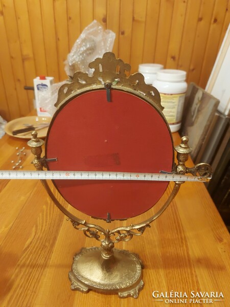 Decorative copper table mirror, 39 cm high