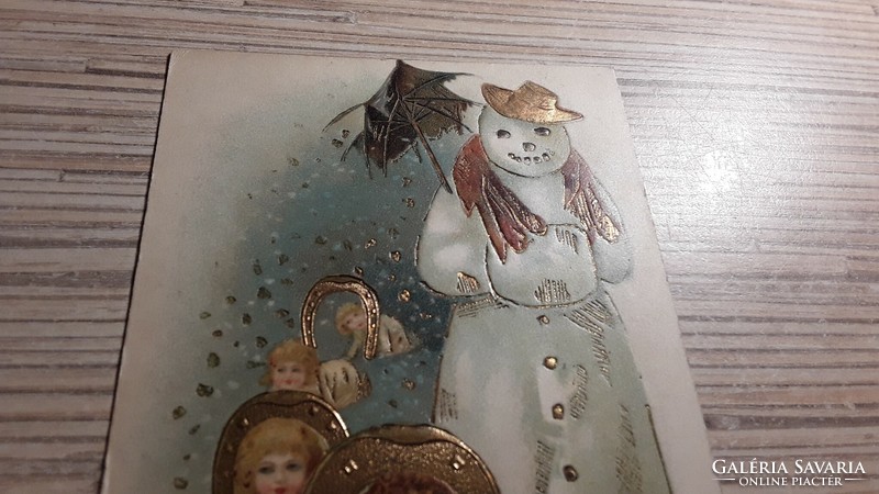 Antique embossed greeting postcard.