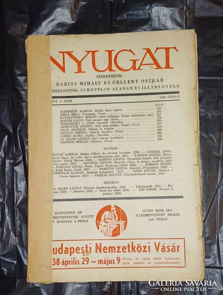 Nyugat folyóirat 1938 április