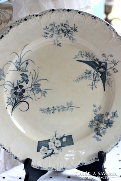 Rarity! Antique French faience hb & cie choisy-le-roy beautiful rare flat plate large size