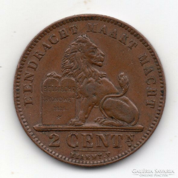 Belgium 2 Belgian cents, Flemish, 1919, nice