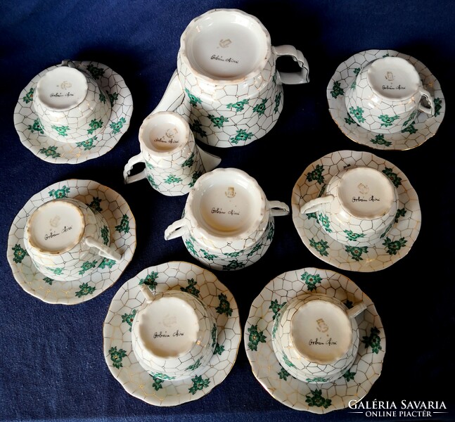 Dt/399 – 6-person Zsolnay elf-eared tea set with Orbán Gizi decoration