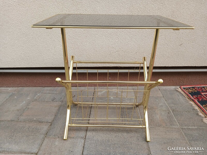 Hollywood regency copper newspaper holder table. Negotiable.