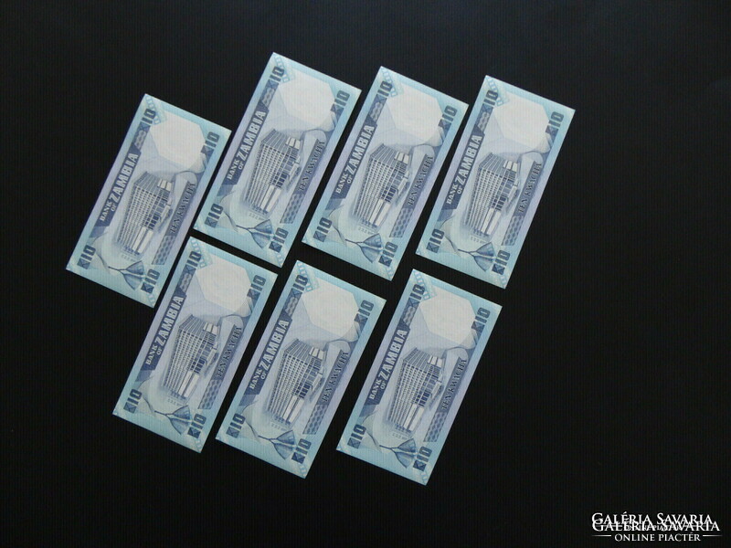 Zambia 10 kwacha 7 darab sorszámkövető szép bankjegy !