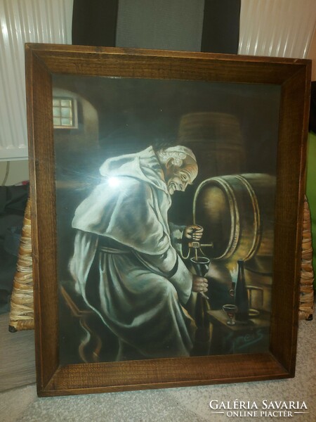 Henry kreis signature pastel painting, original, showy wooden frame (káss káss!), Size indicated!