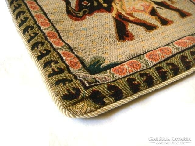 Two-sided tapestry pattern cushion cover with elephant representation