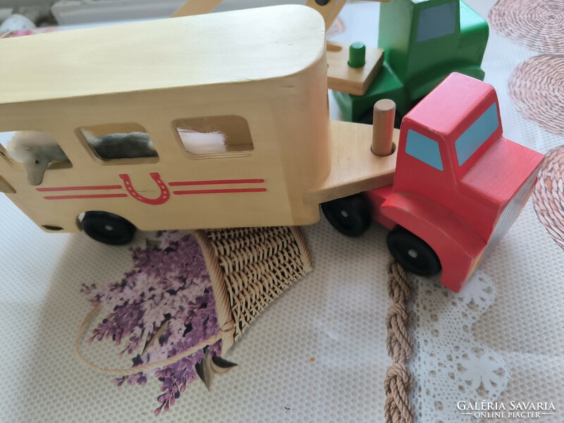 Wooden toy car, horse transport car for sale!