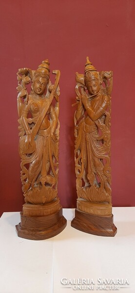 Indian hand-carved sandalwood sculpture 2 pcs. 35 cm high