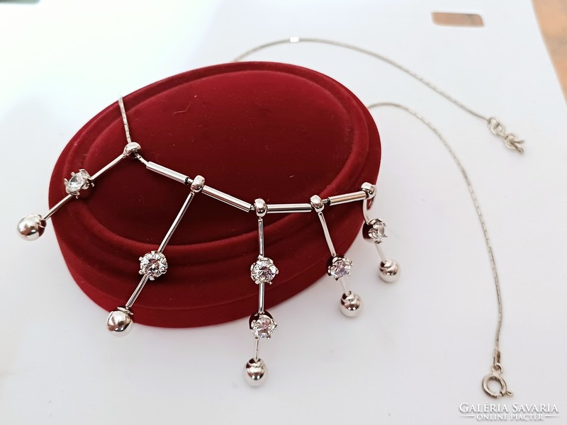 Silver necklaces with blue zirconia stones