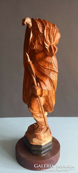 Huge carved wooden statue old negotiable art deco design