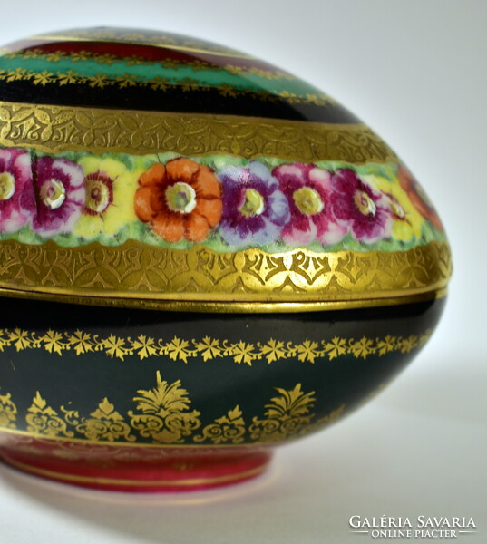 Eichwald hand painted richly gilded porcelain large egg bonbonier