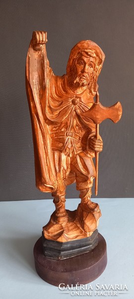 Huge carved wooden statue old negotiable art deco design