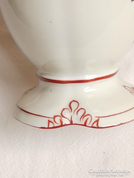Antique old marked drasche Budapest porcelain urn vase flower pattern elegant bone-colored base 15.5 cm