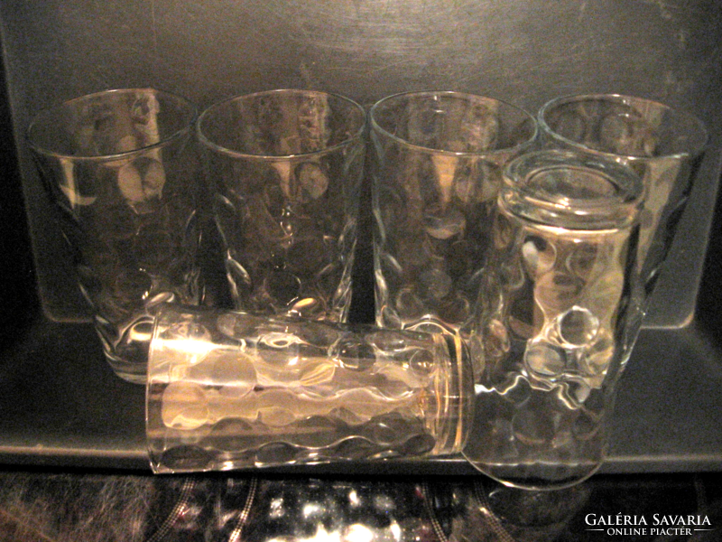 Set of 6 thick 0.5 L glasses with optical dots