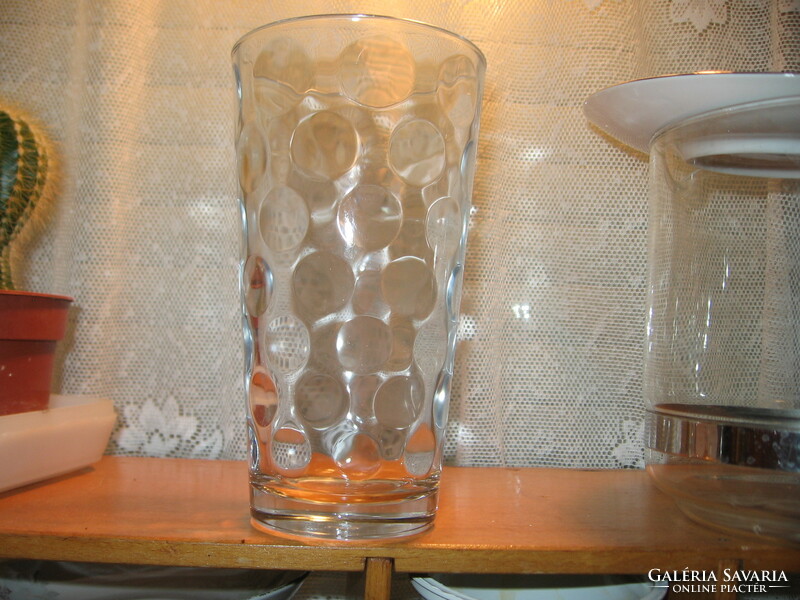 Set of 6 thick 0.5 L glasses with optical dots