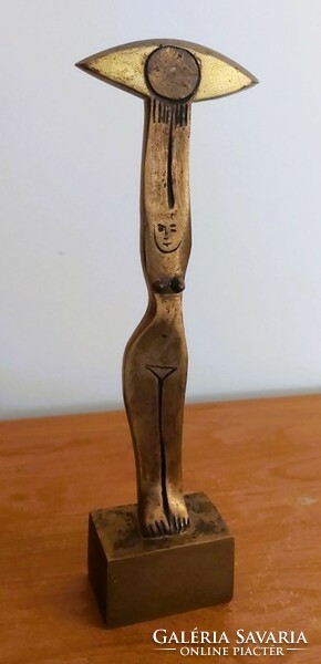(K) Ritkaság Aranyszem díj 2004 réz szobor 23,5 cm