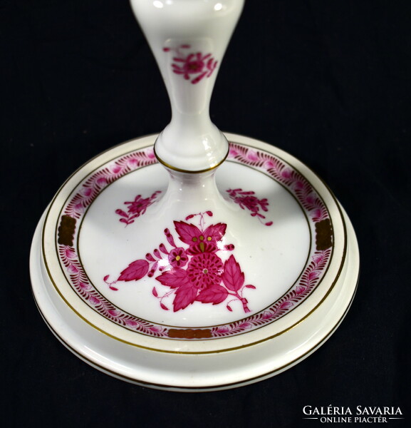 First-class two-pronged porcelain candle holder with Apponyi pattern from Herend