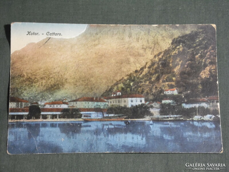 Postcard, Montenegro, Kotor Cattaro, bay detail, 1917