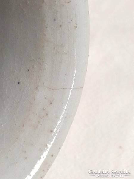 Kobaltkék szürke mázas német kőagyag kőcserép (gerzit) boros kancsó, szőlőlevél minta német felirat