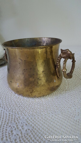 Brass pot with dragon head handle, pot
