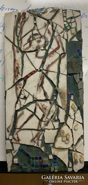 András Rác - escape - mosaic relief
