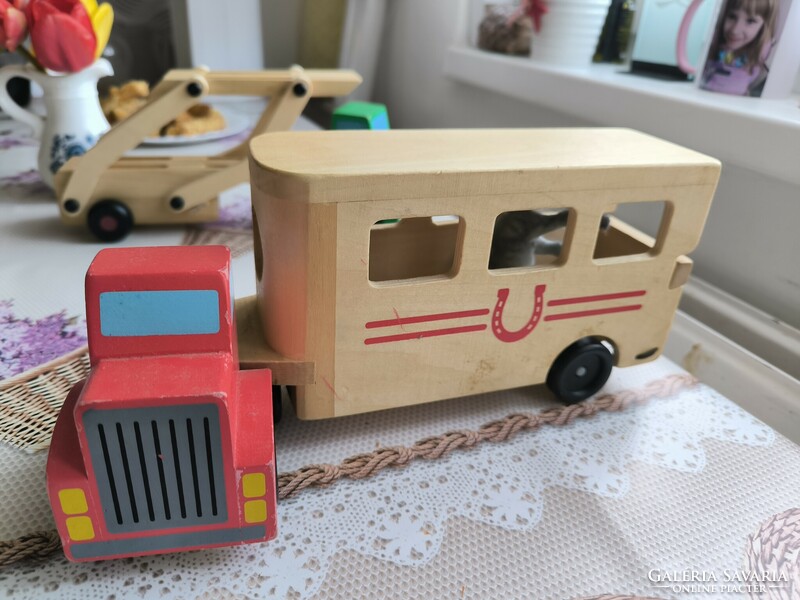Wooden toy car, horse transport car for sale!