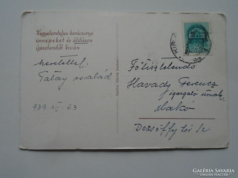D201852 old Christmas paper - makó - for director Ferencs Havady 1939 - c. Sávely tab