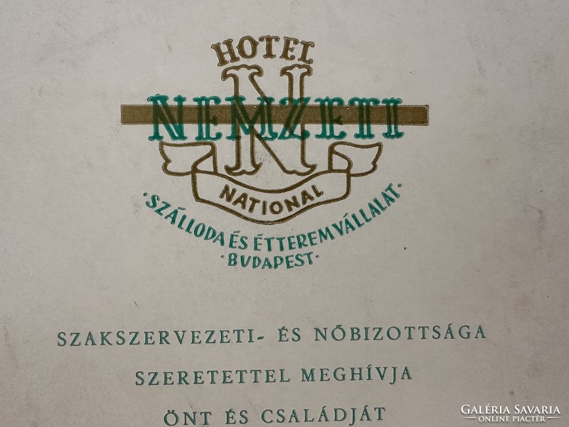 Nemzeti Hotel és Étterem étlap és itallapja 1962 és meghívó a vállalati bálra