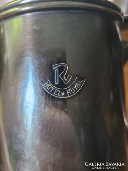 Régi jelzett foé alpakka hotel royal kávé kiöntő, kanna.