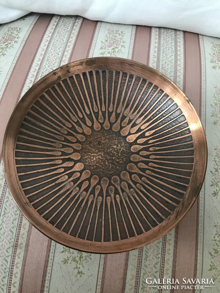 Retro copper etched sunbeam bowl 14 cm