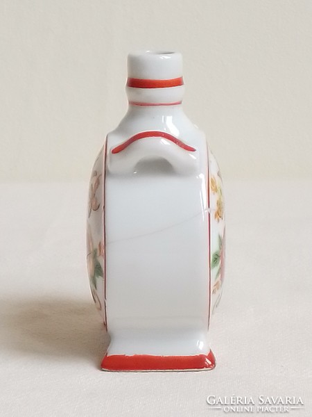 Two different sizes, old Zsolnay porcelain decorative water bottles, with the same pattern, display decoration, nipp