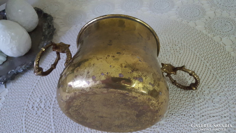 Brass pot with dragon head handle, pot