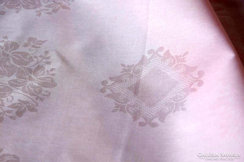 Never used art deco old antique festive large damask tablecloth tablecloth tablecloth pink 160x100
