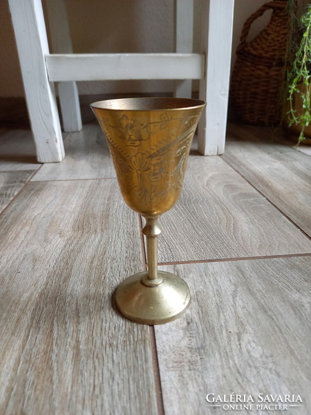 Csodás régi ezüstözött talpas pohár (13x6 cm)
