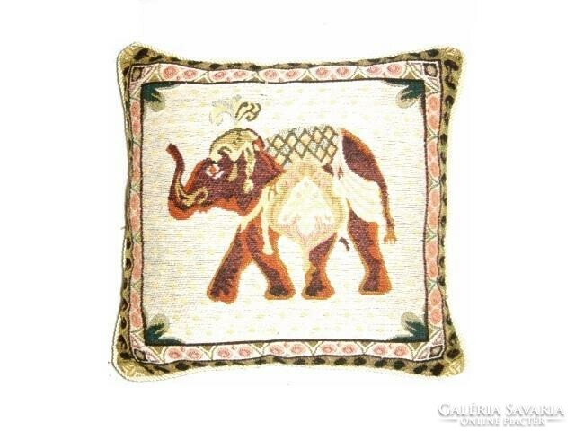 Two-sided tapestry pattern cushion cover with elephant representation