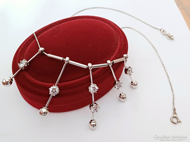 Silver necklaces with blue zirconia stones