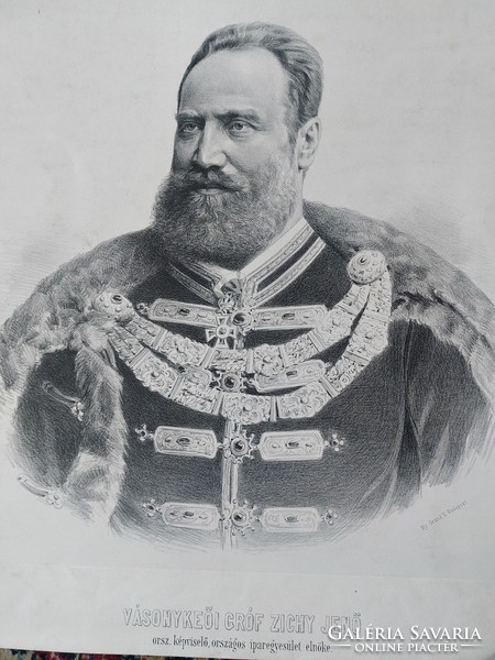 Copperplate: portrait of Count Vásonykeői Jenő Zichy