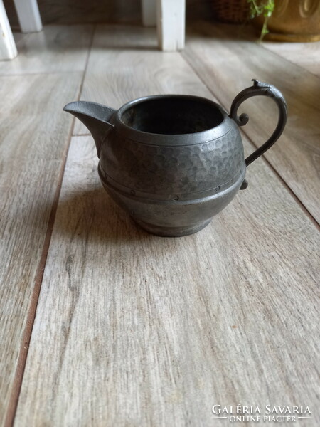 Antique pewter sugar bowl and spout