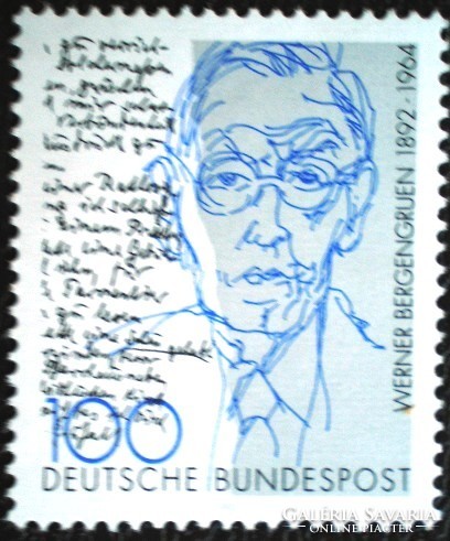 N1629 / Germany 1992 werner bergengruer stamp postal clerk