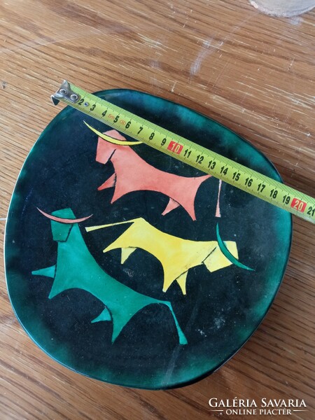 Art deco bull ceramic wall plate