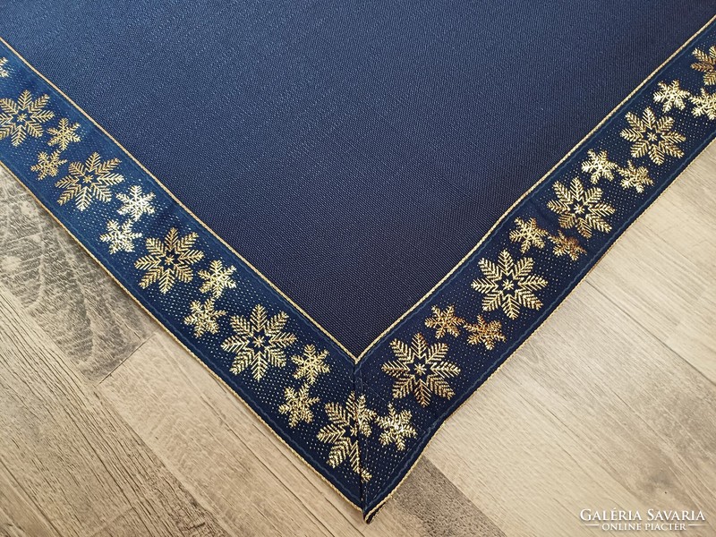 Dark blue gold Christmas tablecloth