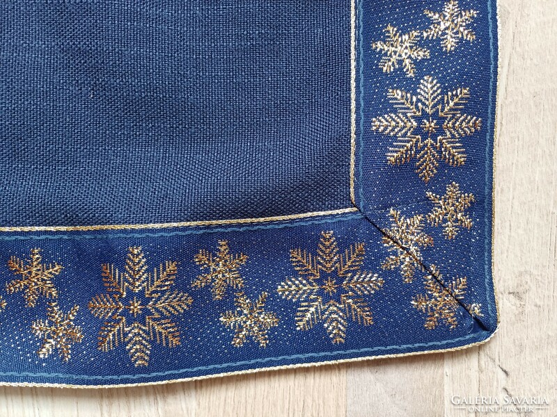Dark blue gold Christmas tablecloth